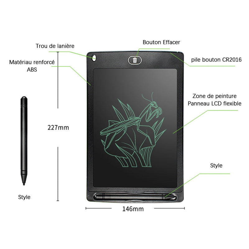 Ardoise Électronique multicolore - tablette tactile LCD, tablette de dessin, jouet éducatif